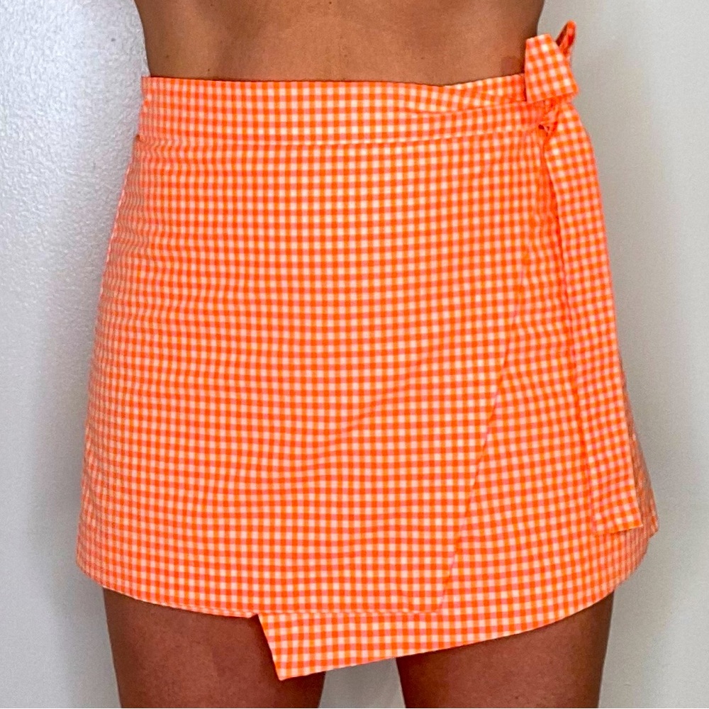 Playful summer neon check skorts